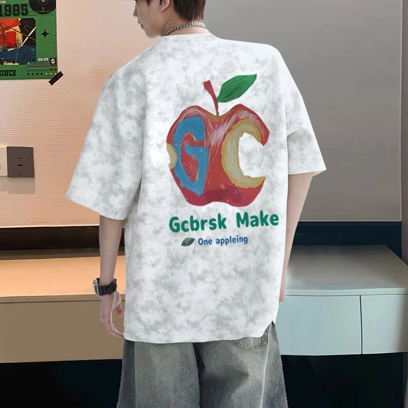 美式扎染纯棉短袖t恤男女潮流街头宽松大码休闲半袖青少年上衣ins