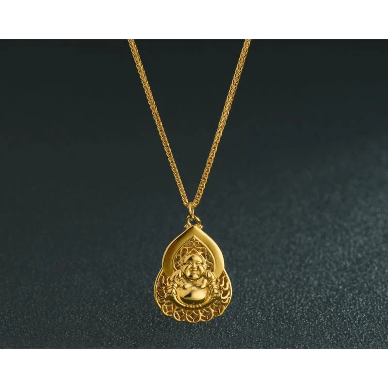 吊坠足银 弥勒佛吊坠亮面精工镂空气质轻奢时尚男女同款吊坠精美