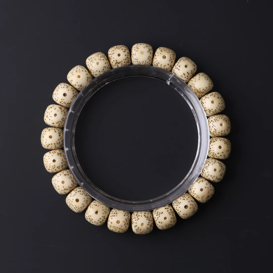 S9292【骨瓷白冰板王星月】原白骨瓷透星月菩提单圈文玩手串