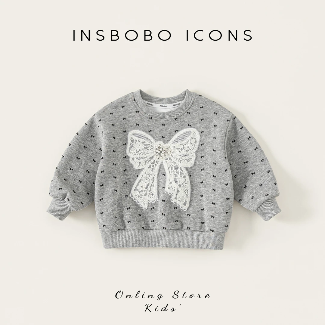 QY25037【秋】儿童上衣（可爱蝴蝶结印花套头卫衣）