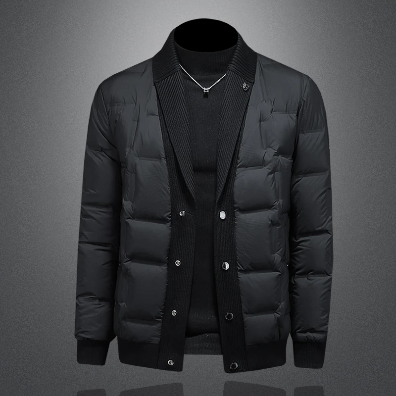 NDSL男士潮流针织西装领轻薄款休闲羽绒服冬季保暖时尚流行外套