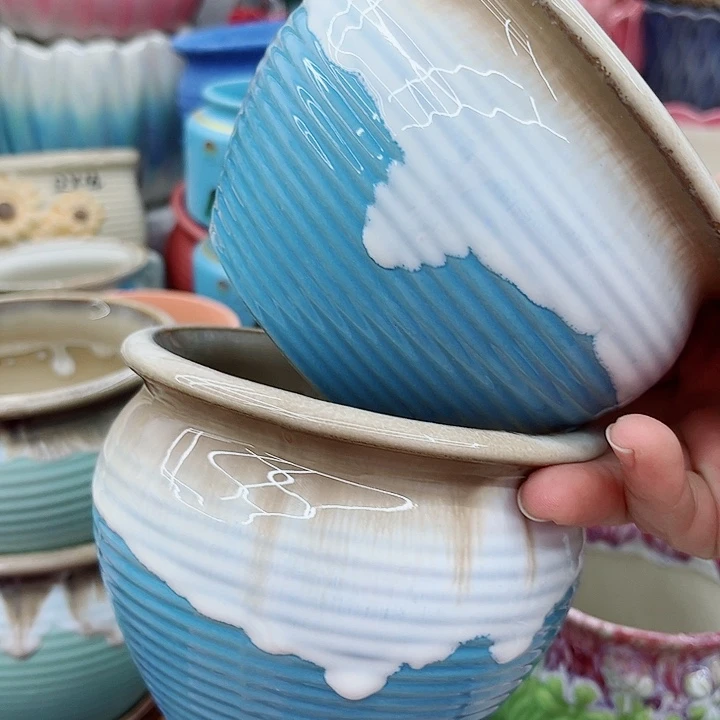 多肉绿植陶瓷花盆9.9包邮，有孔