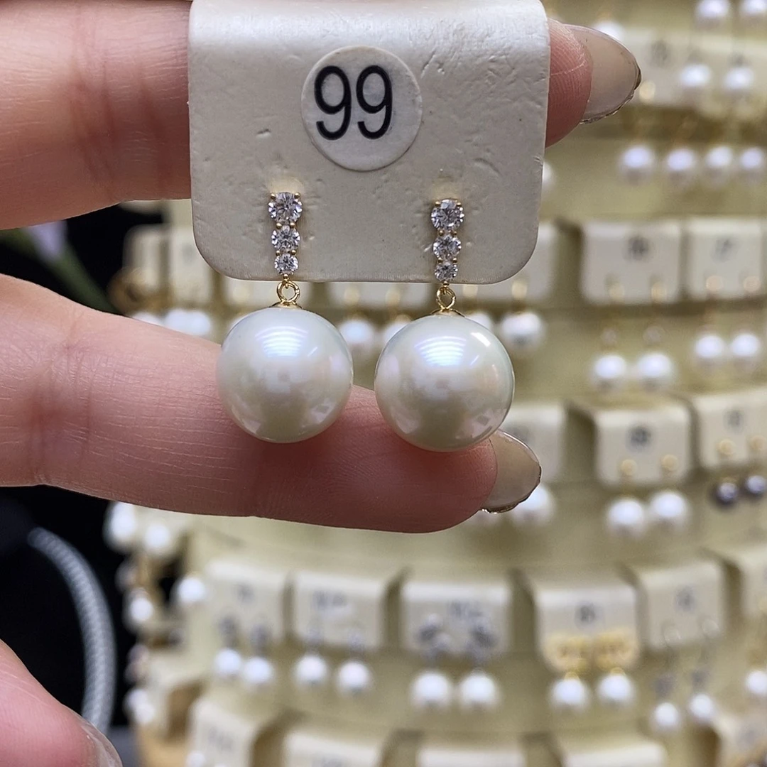 淡水珍珠耳饰18K金镶嵌