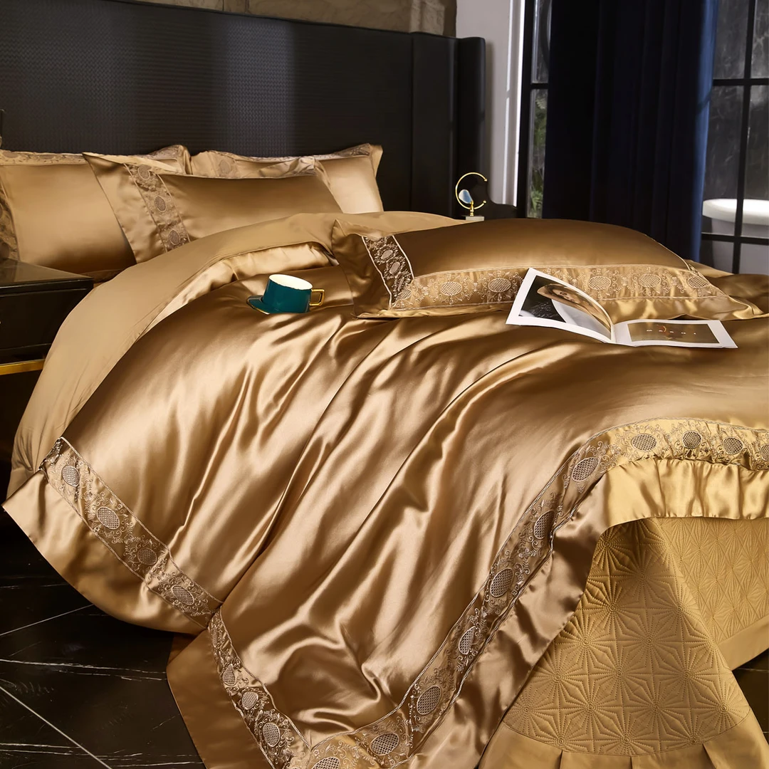 慧媄居-【圣罗兰】贵妇款！重磅真丝裸睡丝滑埃及棉床盖四件套