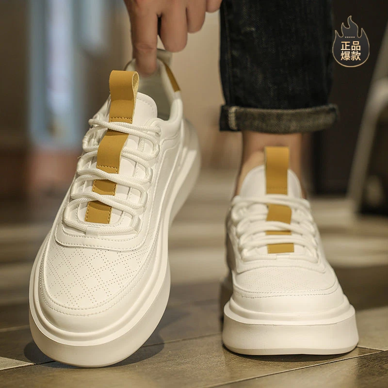 断码小白男鞋2025新款夏季透气休闲板鞋男士白鞋防滑厚底百搭运动