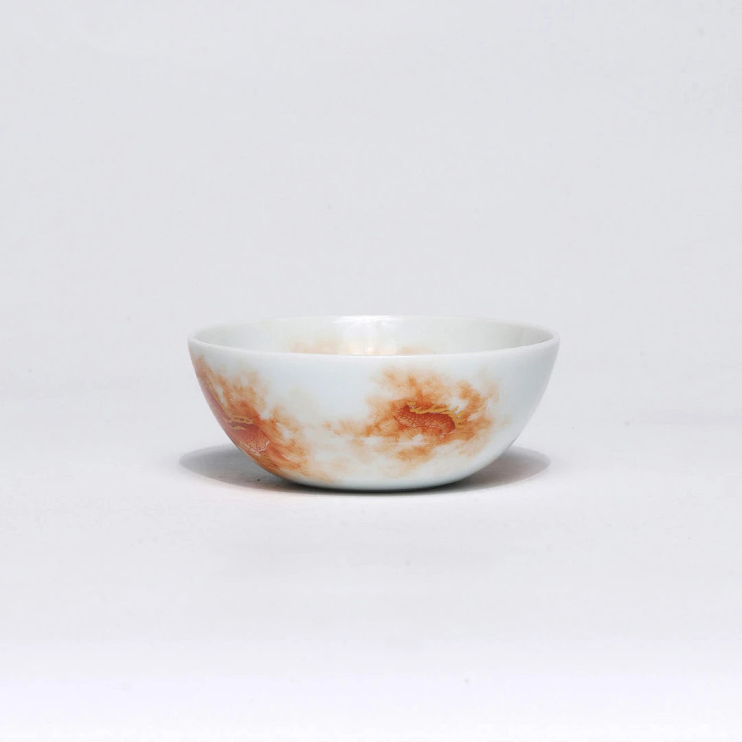 【非遗茶空间】景德镇产 矾红 龙普洱杯 主人杯 中式饮茶茶具