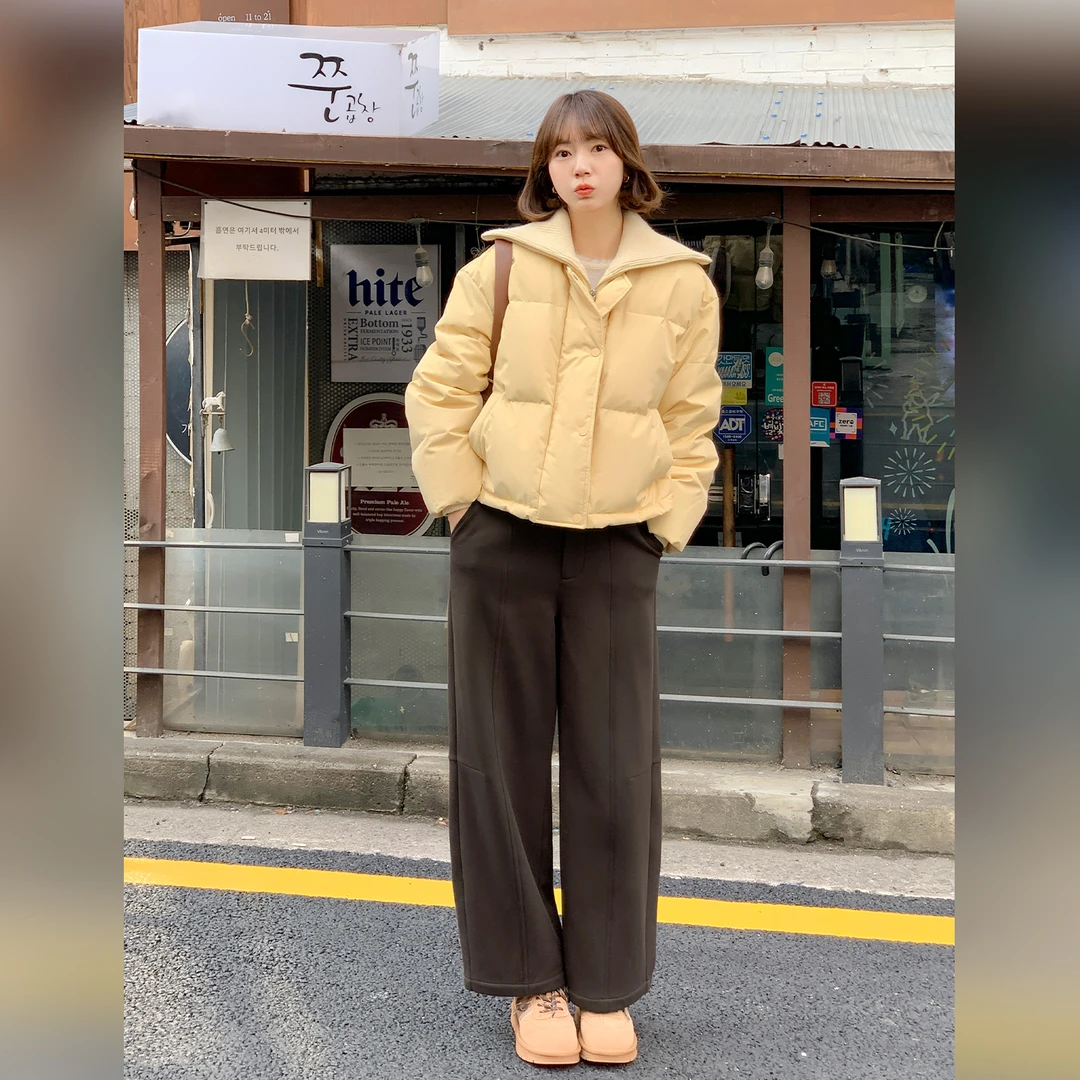 新品现货-【暖光双拼】FS510W045针织翻领羽绒服-zy