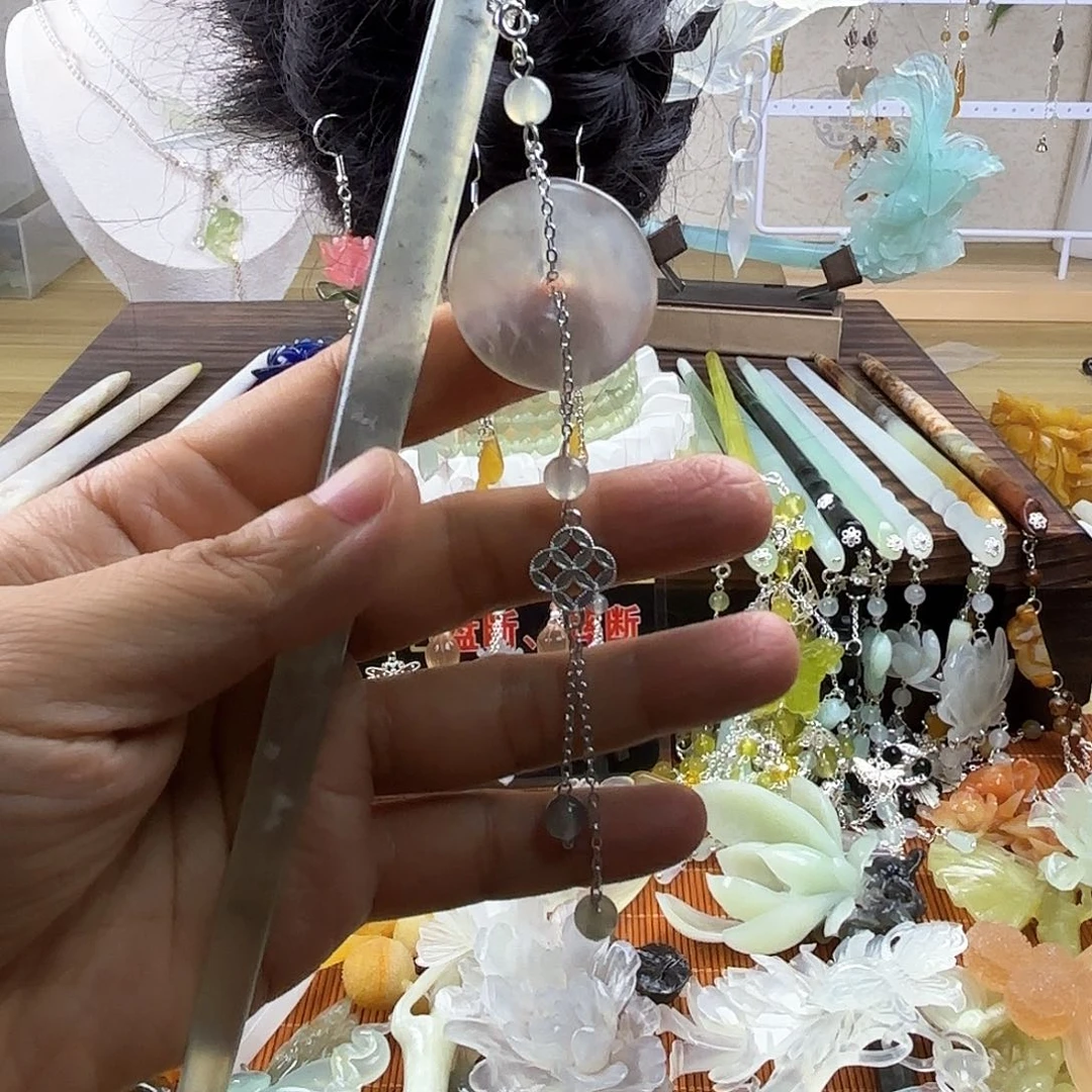 蛇纹石玉合金发饰