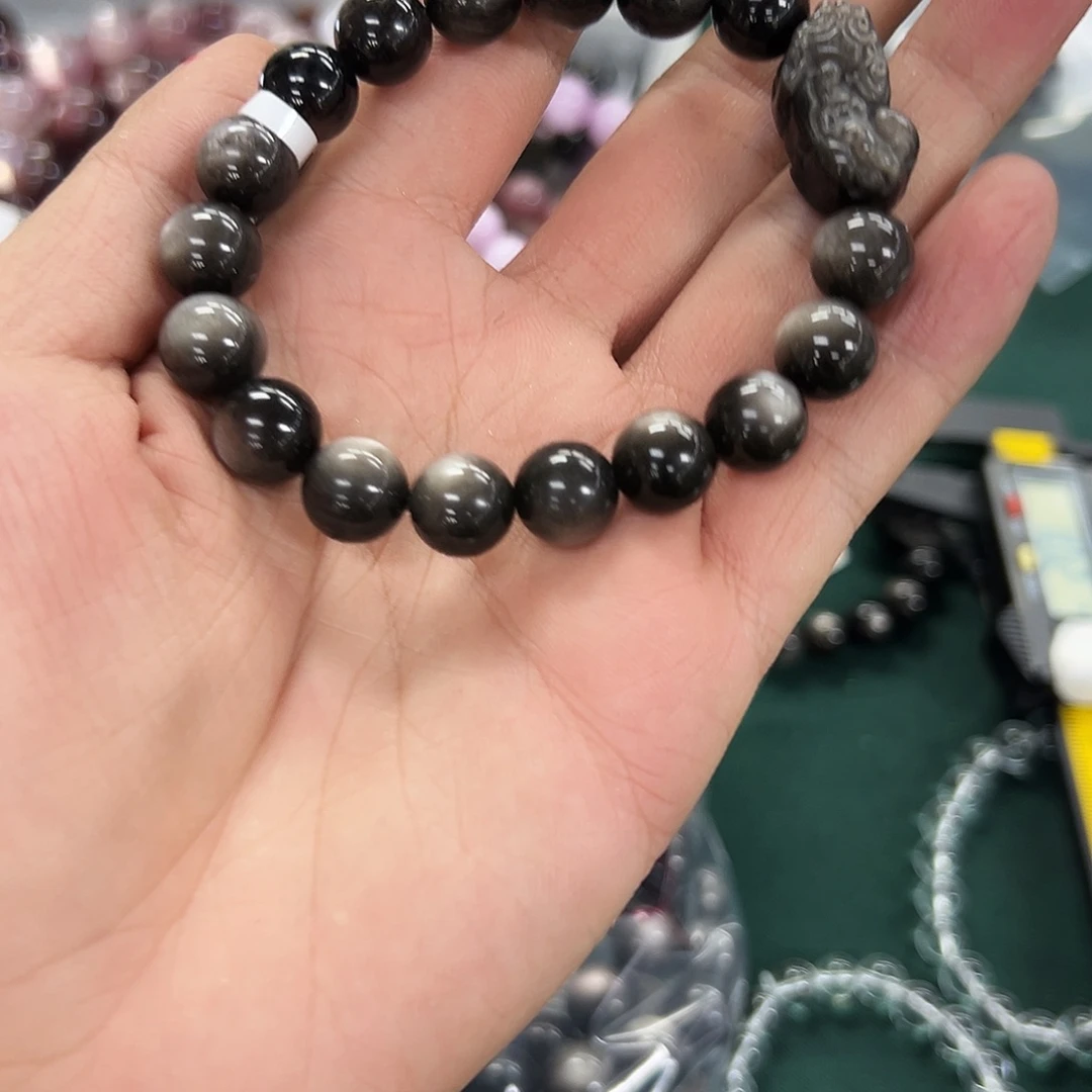 未镶嵌手链水晶银曜石