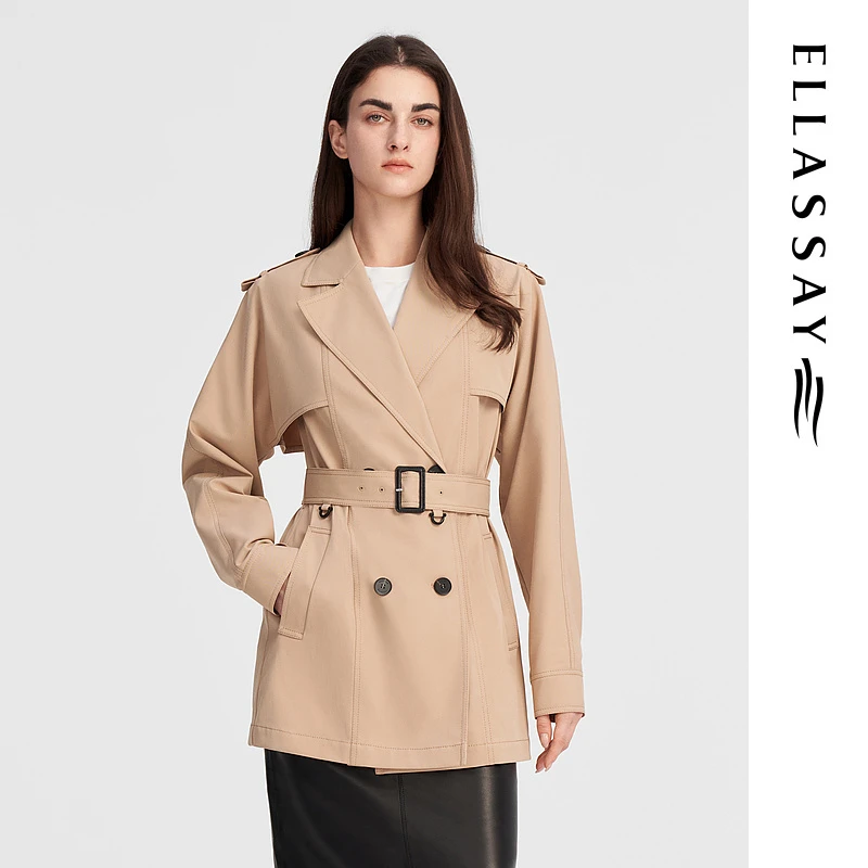 【粉丝专享】ELLASSAY歌力思双排扣风衣女EWW343F00200