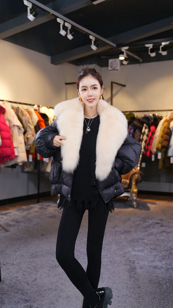 YJ【邢邢推荐】设计师高定鹅绒服短款女宽松外套99637 秋冬