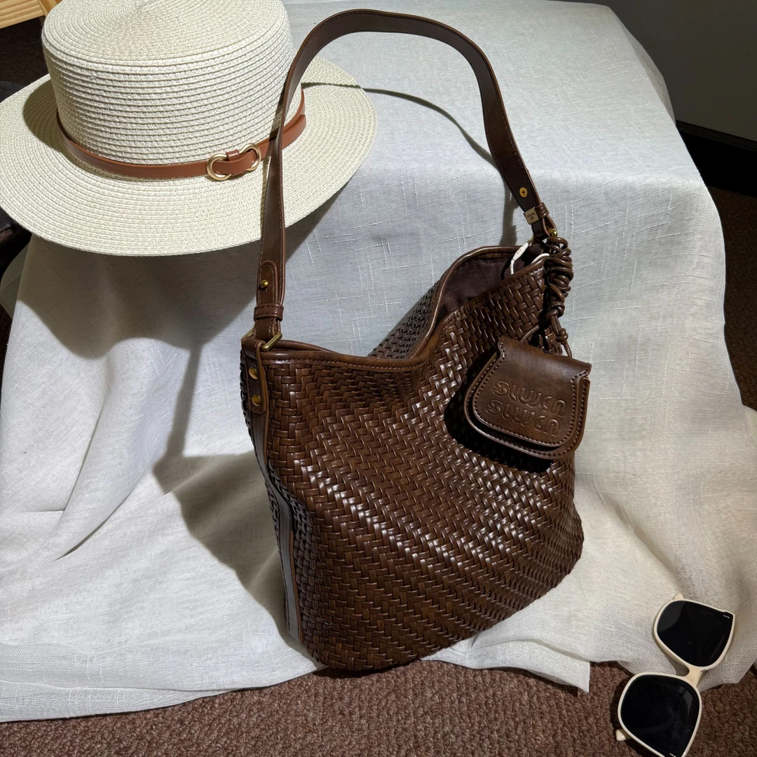 【编织系列】selinweiss-新款手工编织包老钱风斜挎包7004时光织麦