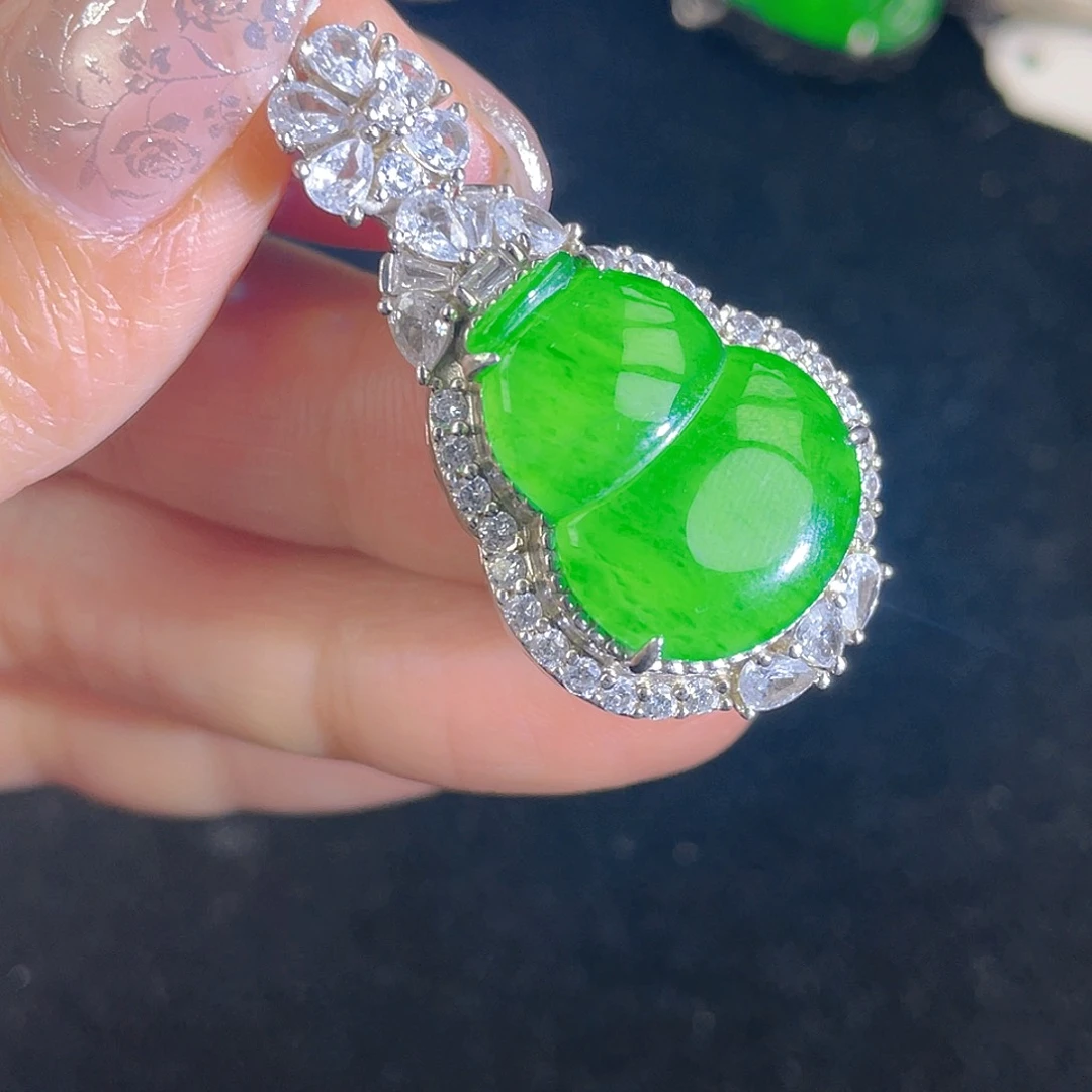 翡翠吊坠(不含链)银S925镶嵌