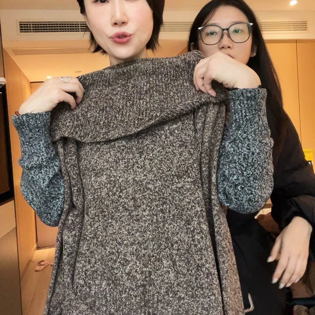 咖色毛衣去拍去拍