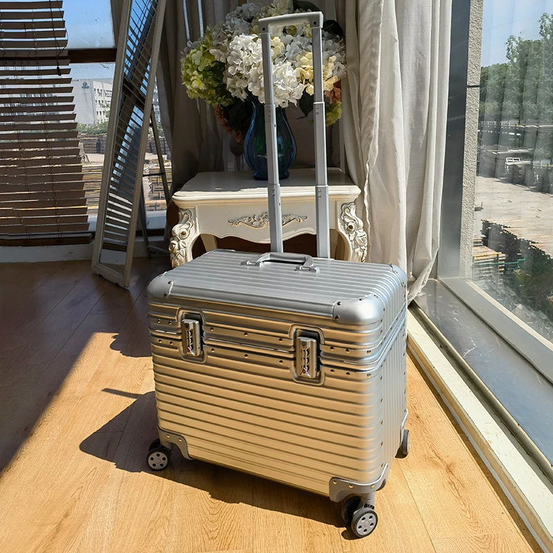 全铝镁合金摄影拉杆箱上翻盖20寸相机箱横版机长箱男登机行李箱女