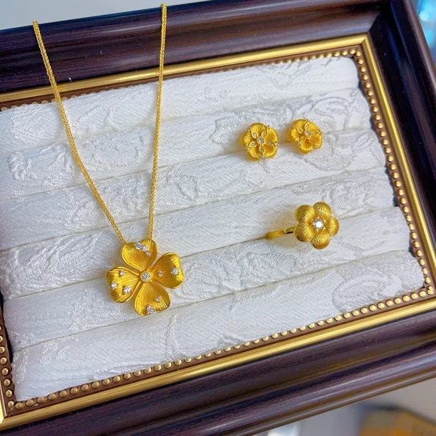 铜合金手链 1848新款三件套首饰时尚金色