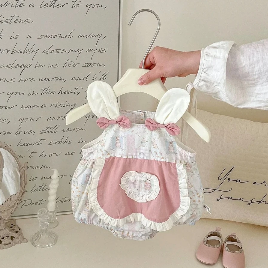 【甜蜜家】花漾甜心女宝宝夏季连体衣爬爬服满月百天小礼服