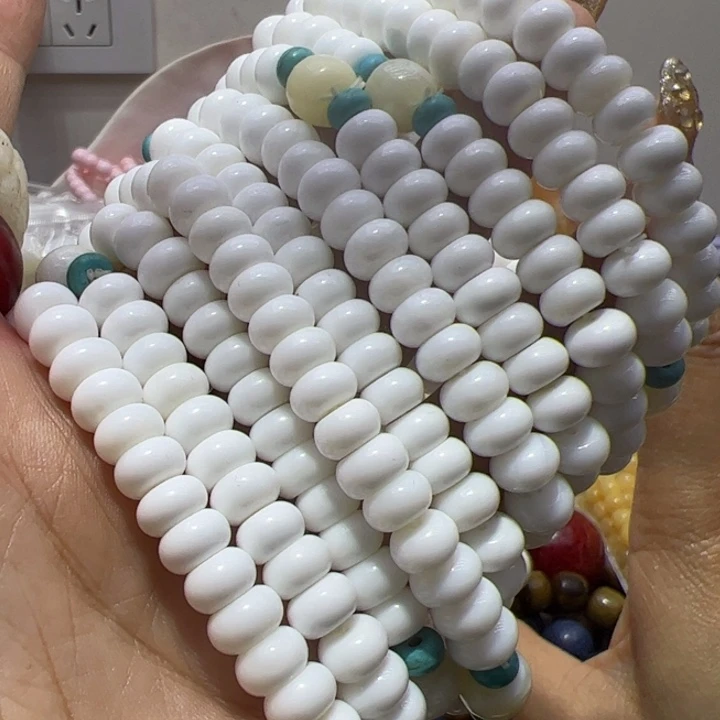 大理石磁石白算盘手串