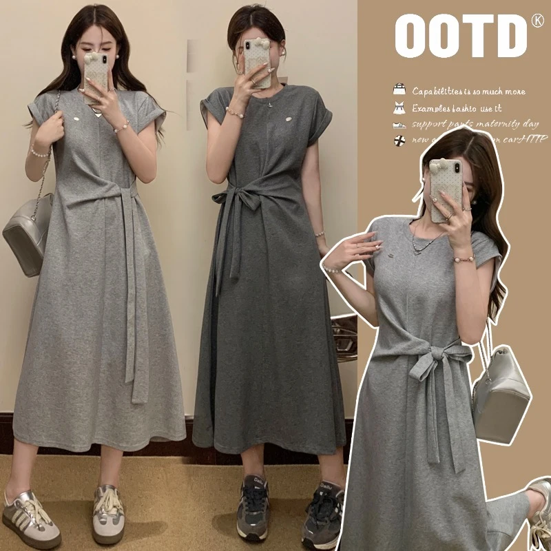 孕妇装2025夏季新款宽松休闲高腰气质洋气收腰显瘦孕妇连衣裙