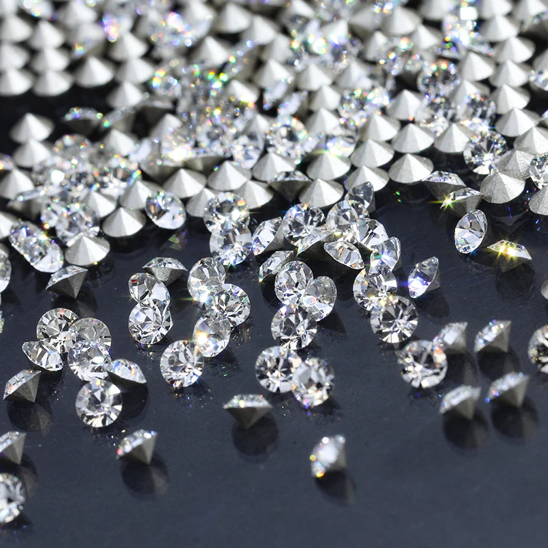 美甲饰品奥地利正品华子1028切面尖底圆形指甲钻透白超闪美甲钻饰