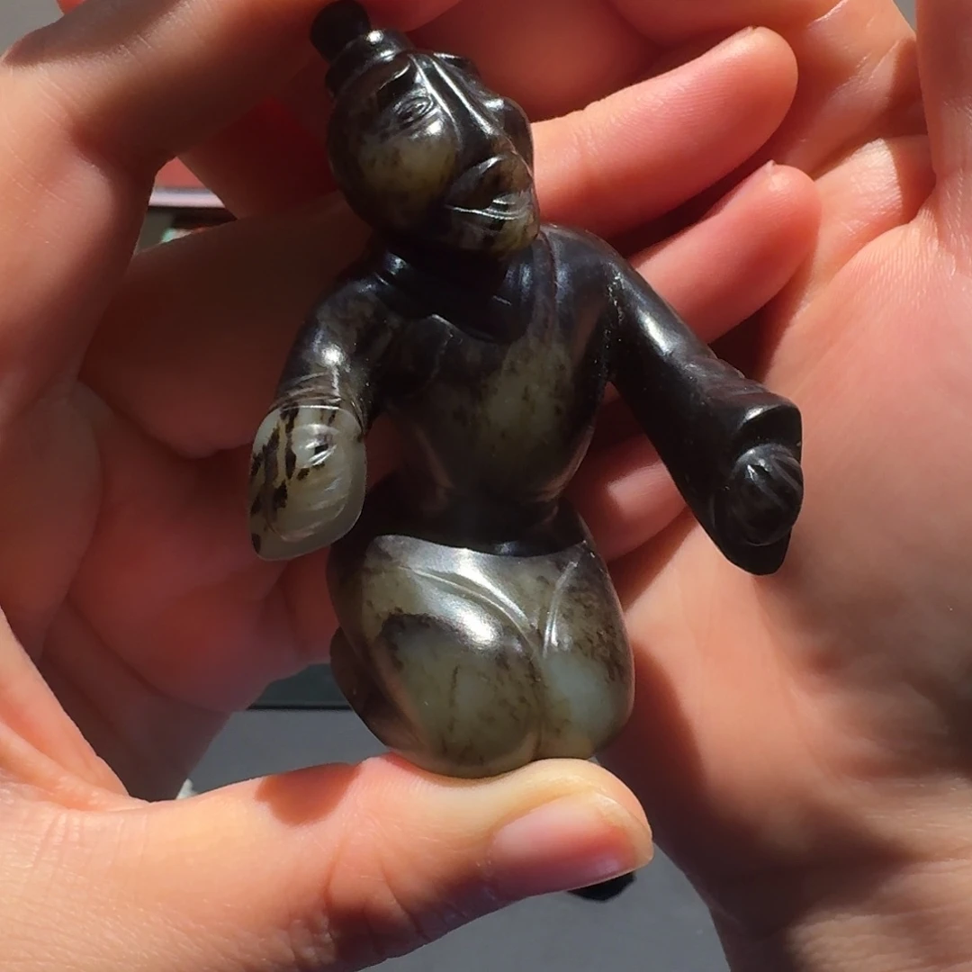 青***花和田玉未镶嵌挂件