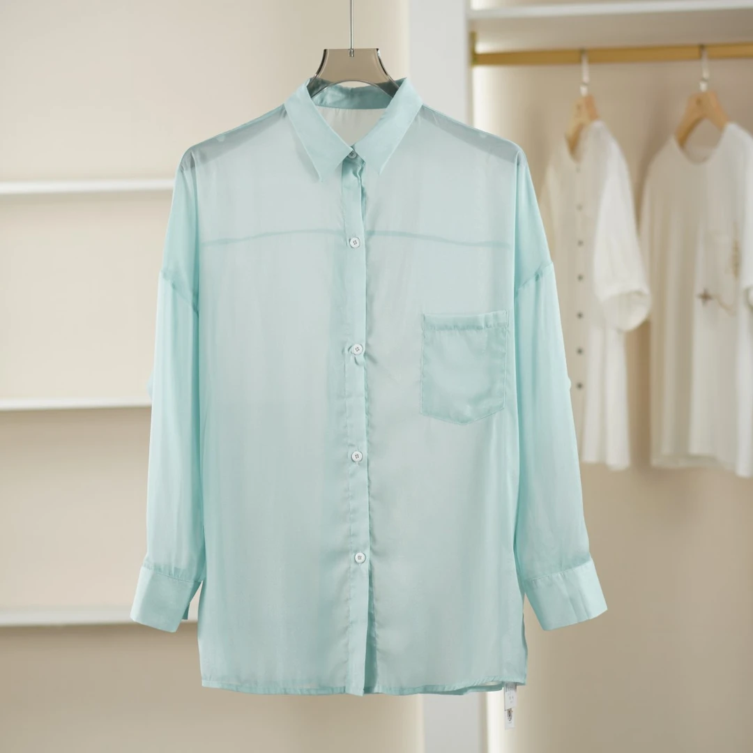 麦迪尚品【蒙M】50501153真丝轻薄长袖衬衫春夏女装品牌折扣