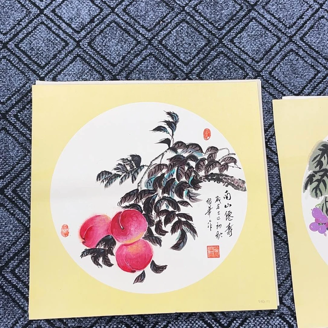 国画徐根华老师三尺斗方花鸟卡纸奇