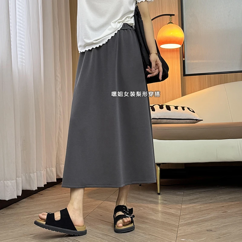 【椰梦】韩系松紧腰慵懒风简约A字半身裙女夏季百搭宽松显瘦伞裙