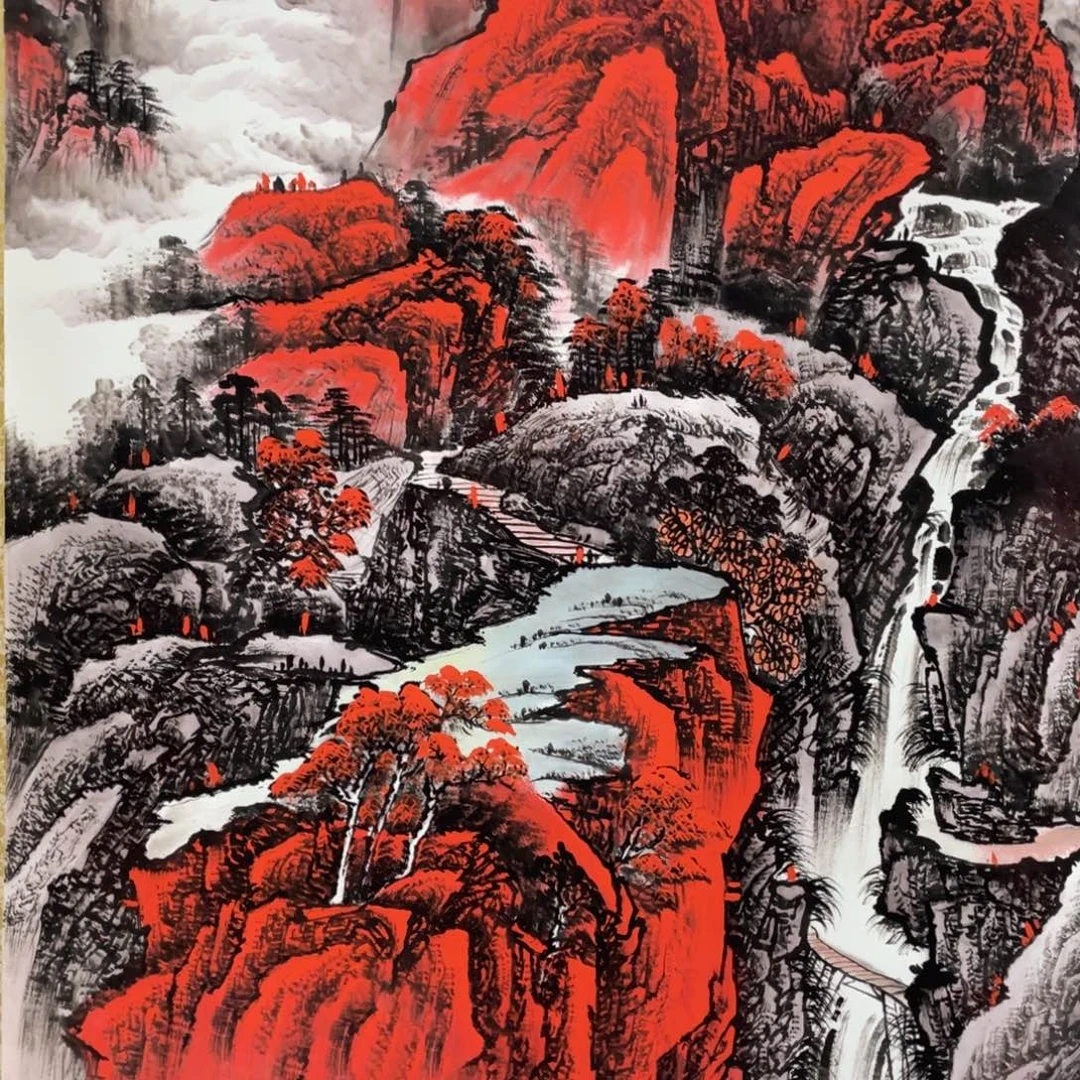 国画手绘带装裱和运险w
