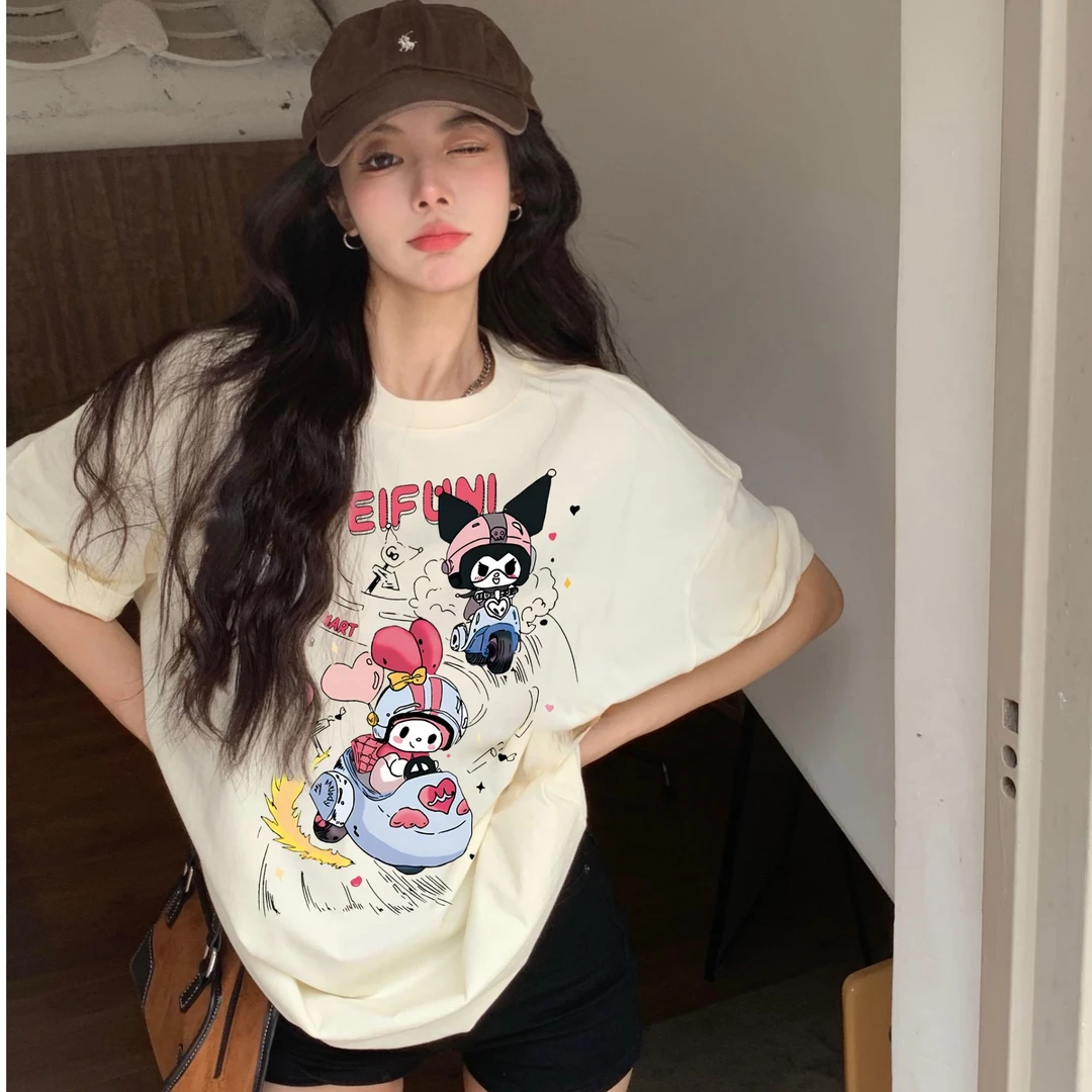 100%重磅宽松圆领纯棉韩系百搭休闲街头短袖t恤大码2-300斤上衣服