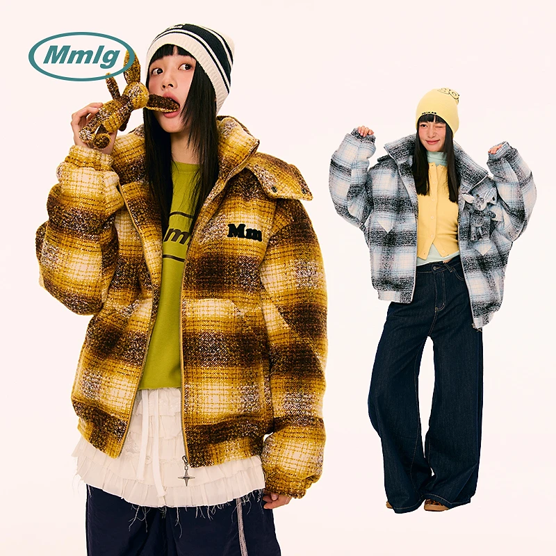 Mmlg2025年冬短款羽绒服定制可拆卸兔子魔术贴装饰情侣同款EQY020