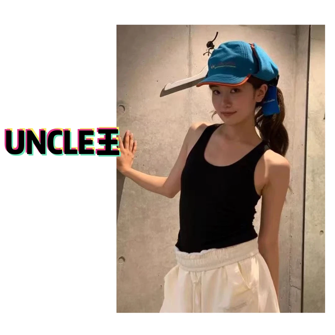 2025春新款洋气百搭坑条修身U领背心