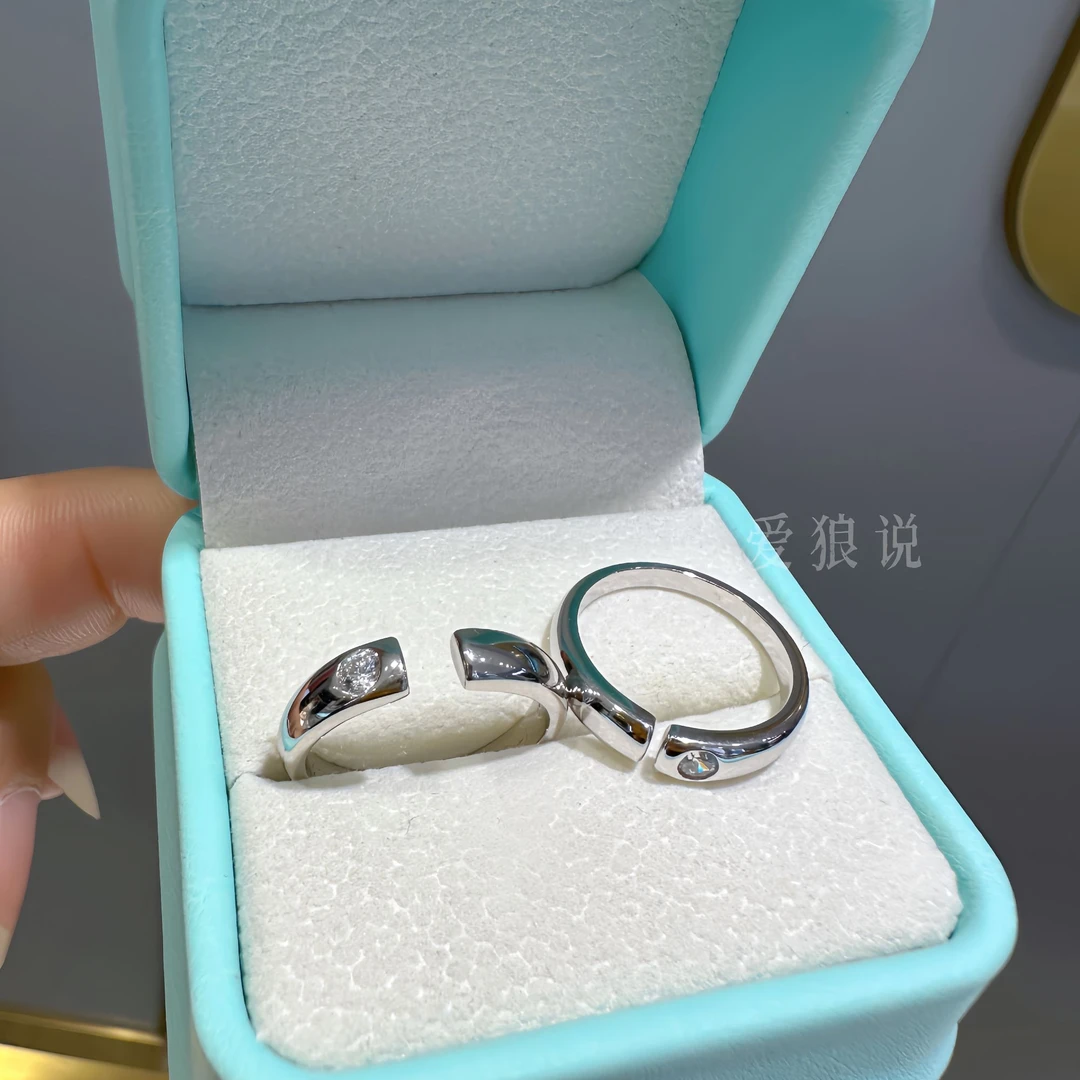 925银合成锆石戒指 爱狼说925纯银点钻泥鳅背开口戒指经典简约