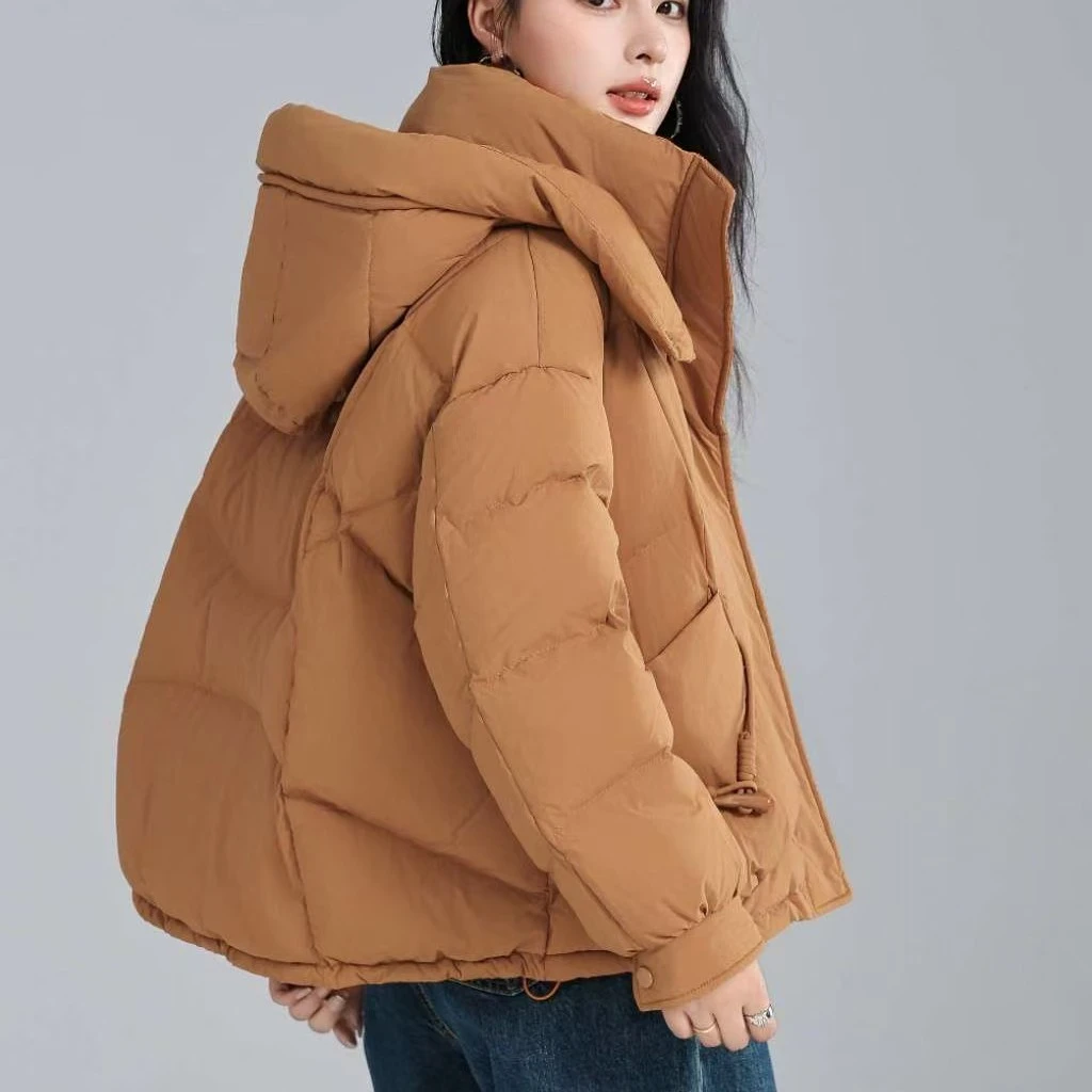 2505款新款短款连帽加厚保暖女士时尚宽松羽羽外套