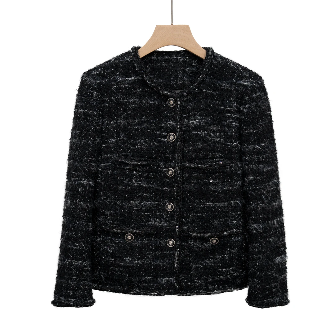 杭州超哥【黑羽毛鹅绒】2024新款小香风鹅绒外套CO83673