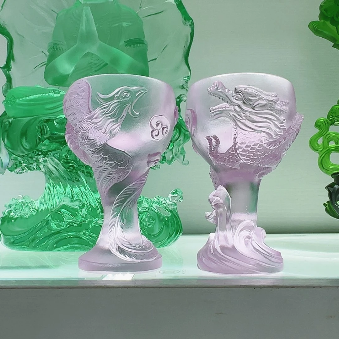 【闪购商品】手工艺品琉璃龙凤对杯