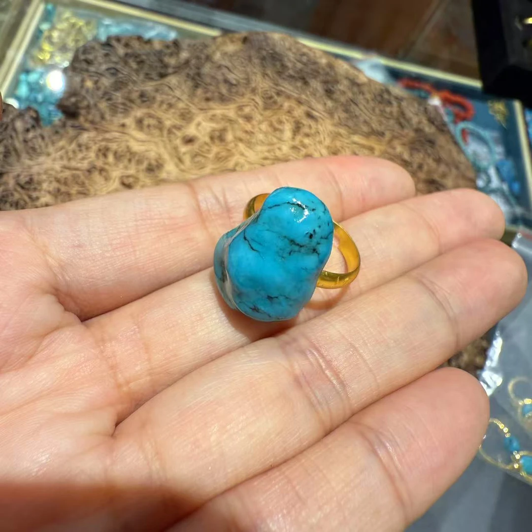 铜合金莫桑石戒指 08号戒指(大号蓝色石戒指)