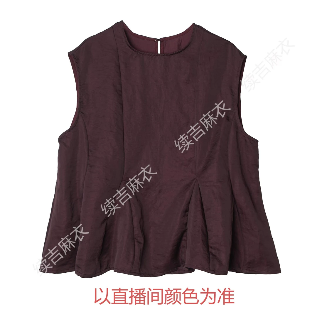 夏-续吉麻衣25-1605【素心】圆领休闲百搭复古国风宽松无袖上衣