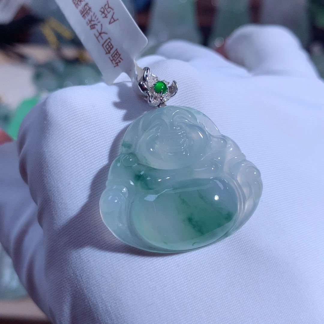 翡翠颈饰18K金镶嵌佛公
