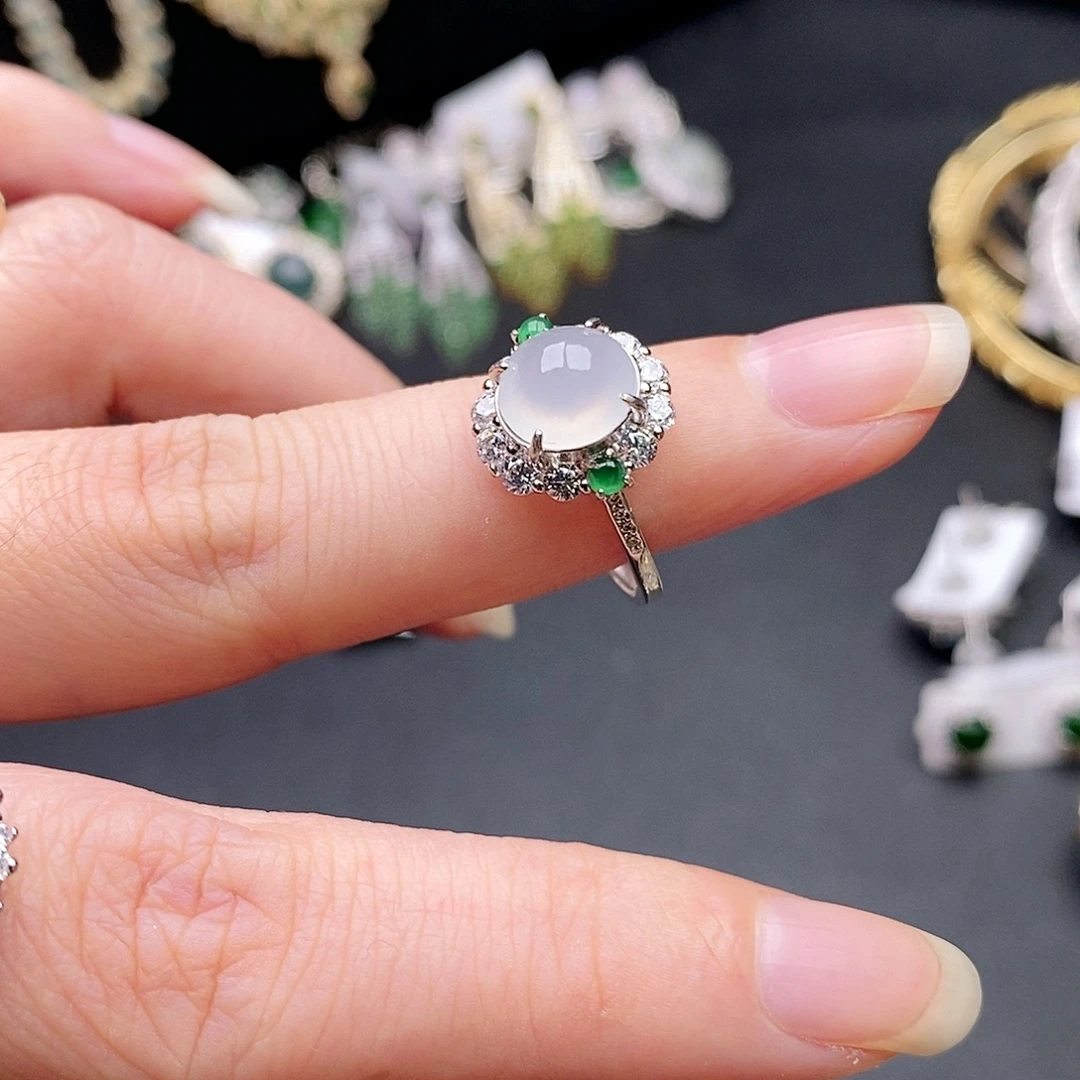 翡翠银S925镶嵌戒指