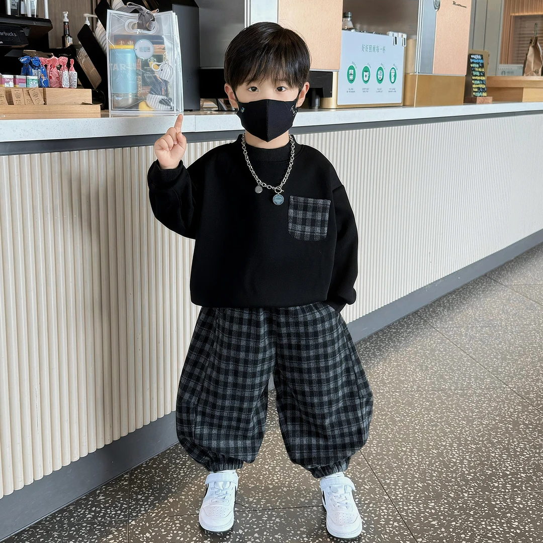 男童套装秋装衣服2025新款帅气时髦儿童装宝宝秋季潮酷卫衣两件套