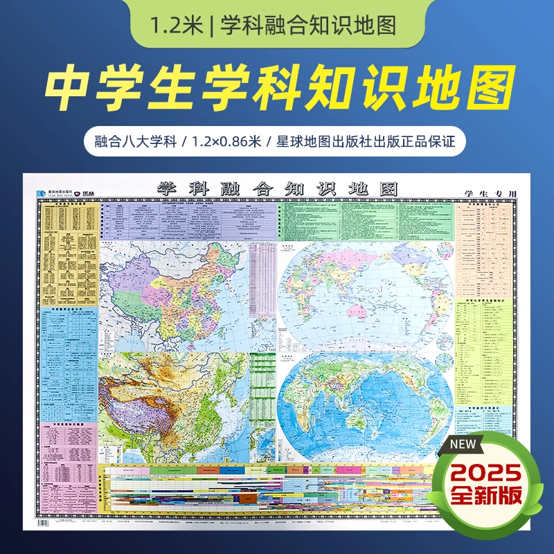 新品2025学科融合知识地图学生专用版(121*86厘米)_正哑背亮