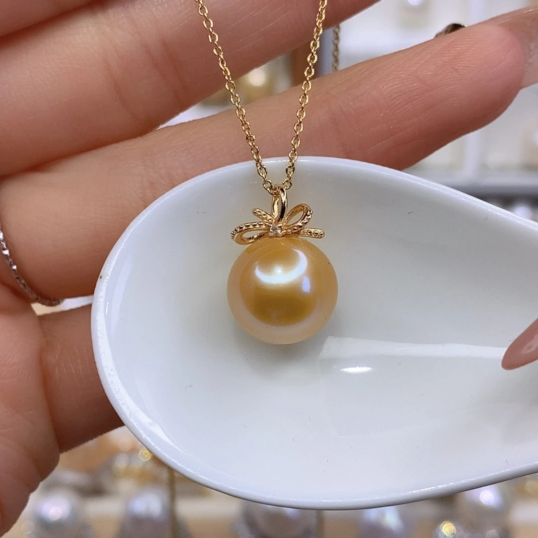 银S925镶嵌颈饰淡水珍珠F