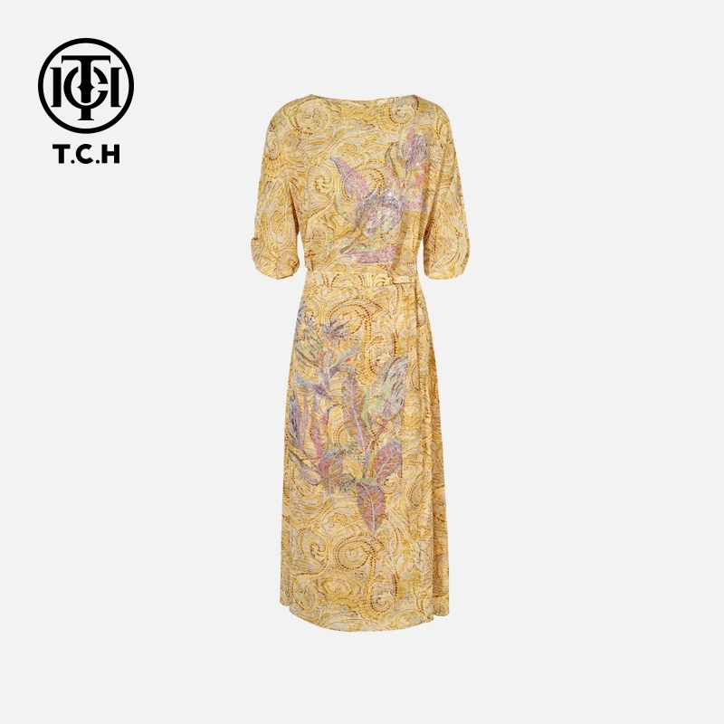 TCH私服烫钻工艺新时尚淑女百搭新潮流连衣裙T75B30E1201轻奢tch