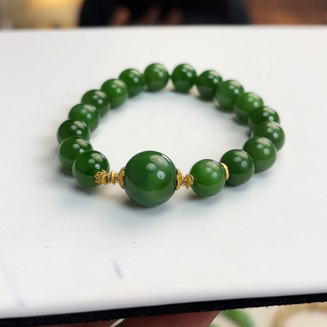 18K金镶嵌手链和田玉（碧玉）