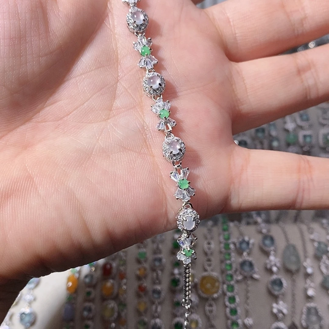 翡翠银S925镶嵌手链