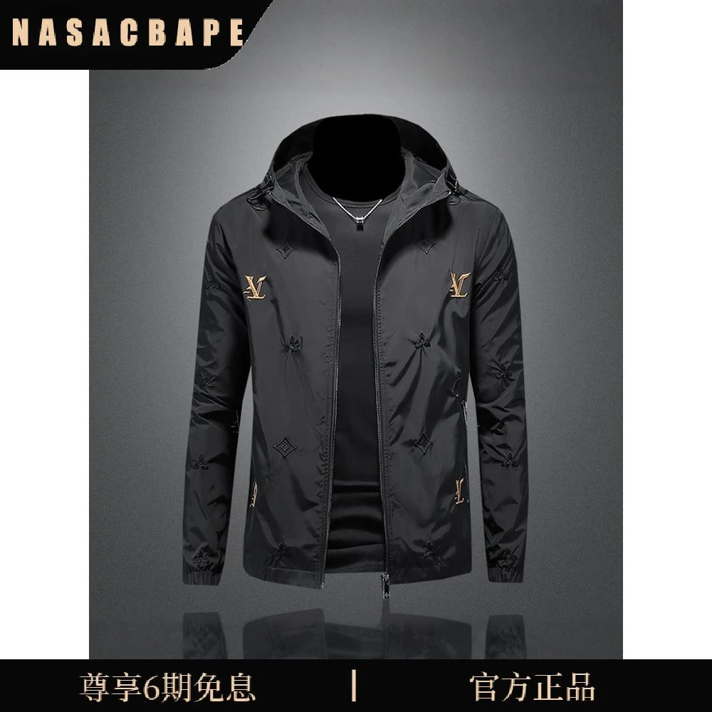 潮牌欧洲站印花夹克男士秋季新款潮牌修身休闲个性青少年连帽外套