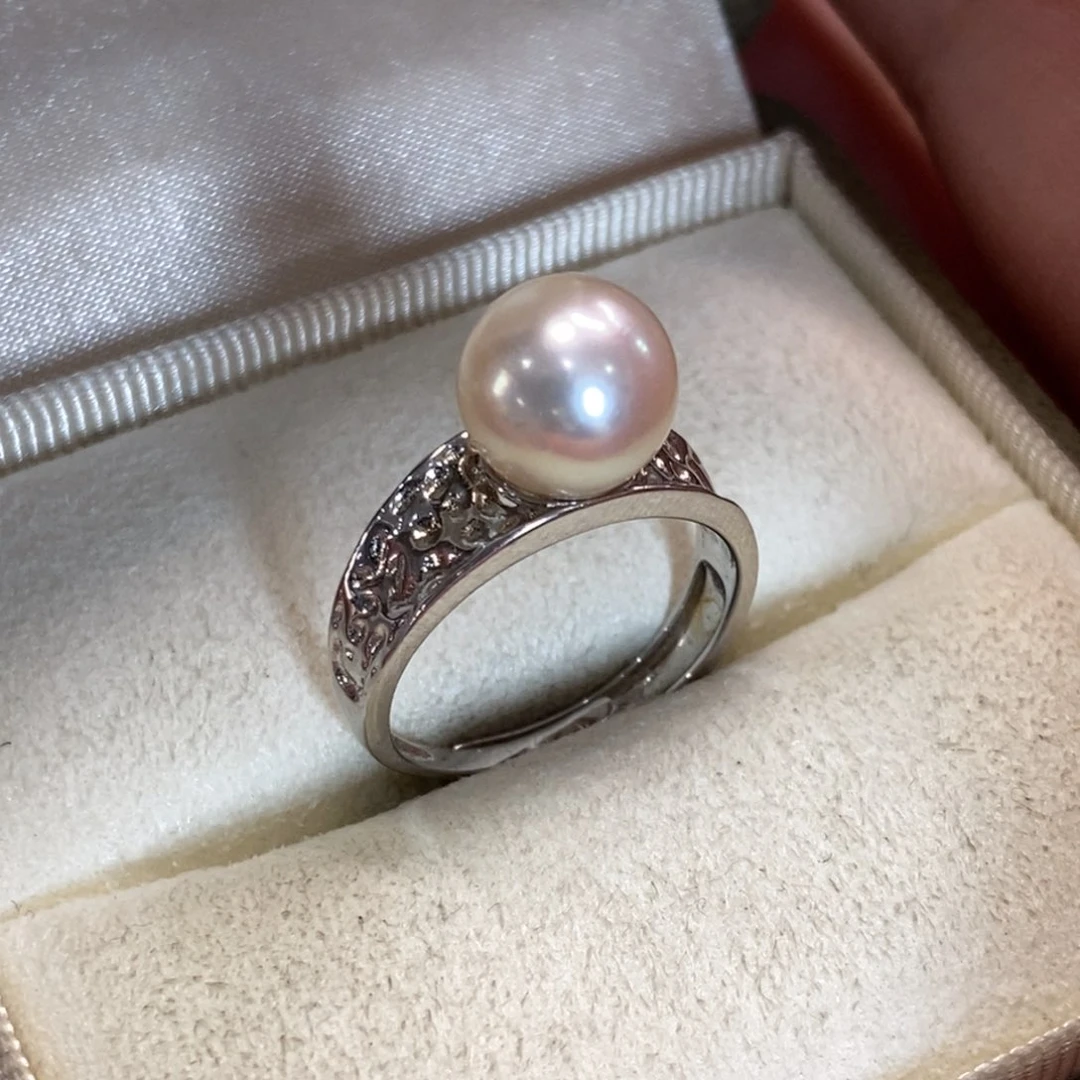 海水珍珠戒指银S925镶嵌微瑕