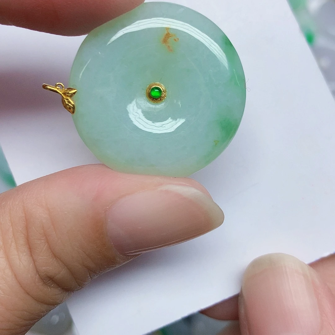 翡翠18K金镶嵌颈饰367796