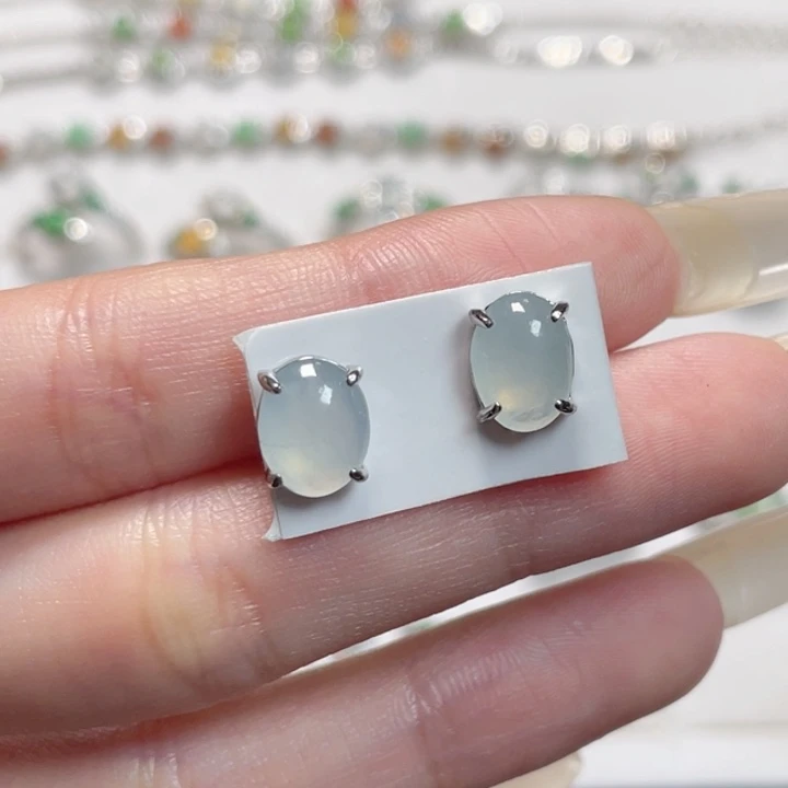 翡翠银S925镶嵌耳饰